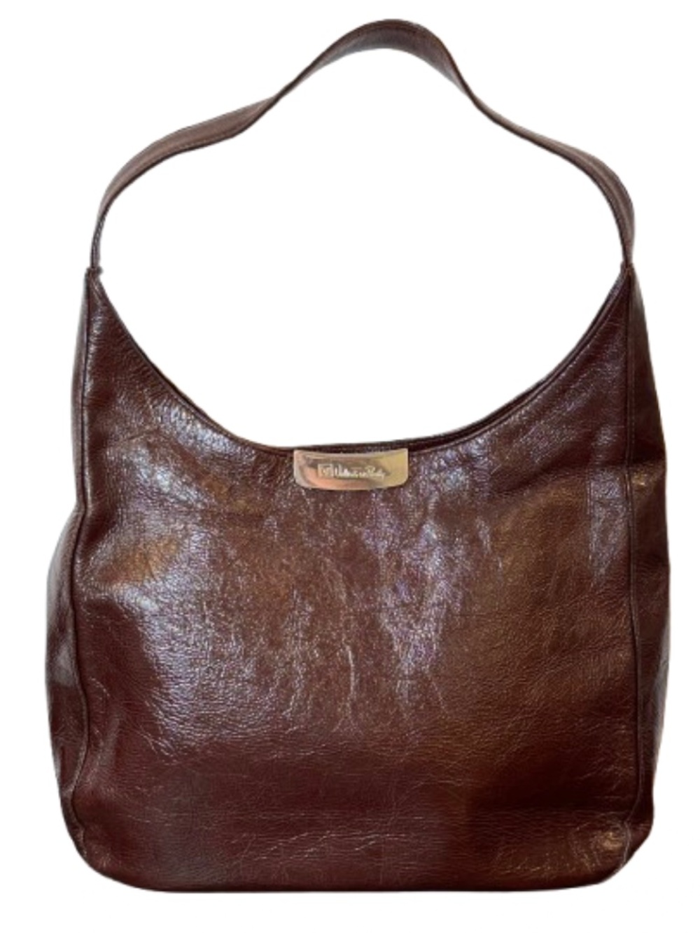 Valentino Rudy Glazed Dark Brown Leather Hobo Bag - Some Wear